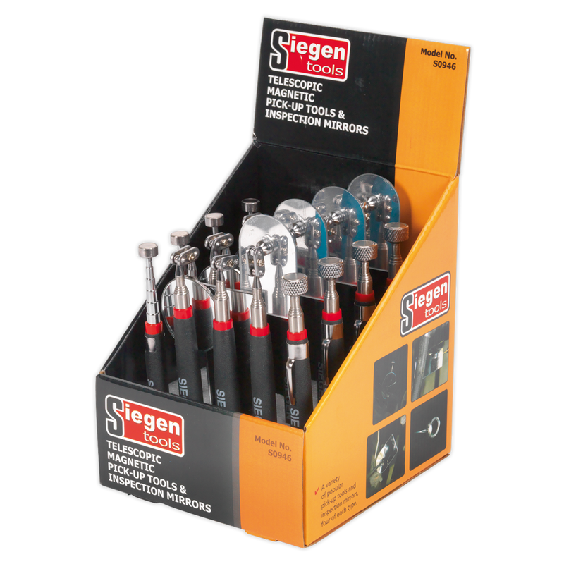 Sealey Siegen Telescopic Magnetic Pick-Up Tools & Inspection Mirrors S0946