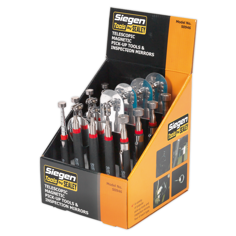 Sealey Siegen Telescopic Magnetic Pick-Up Tools & Inspection Mirrors S0946