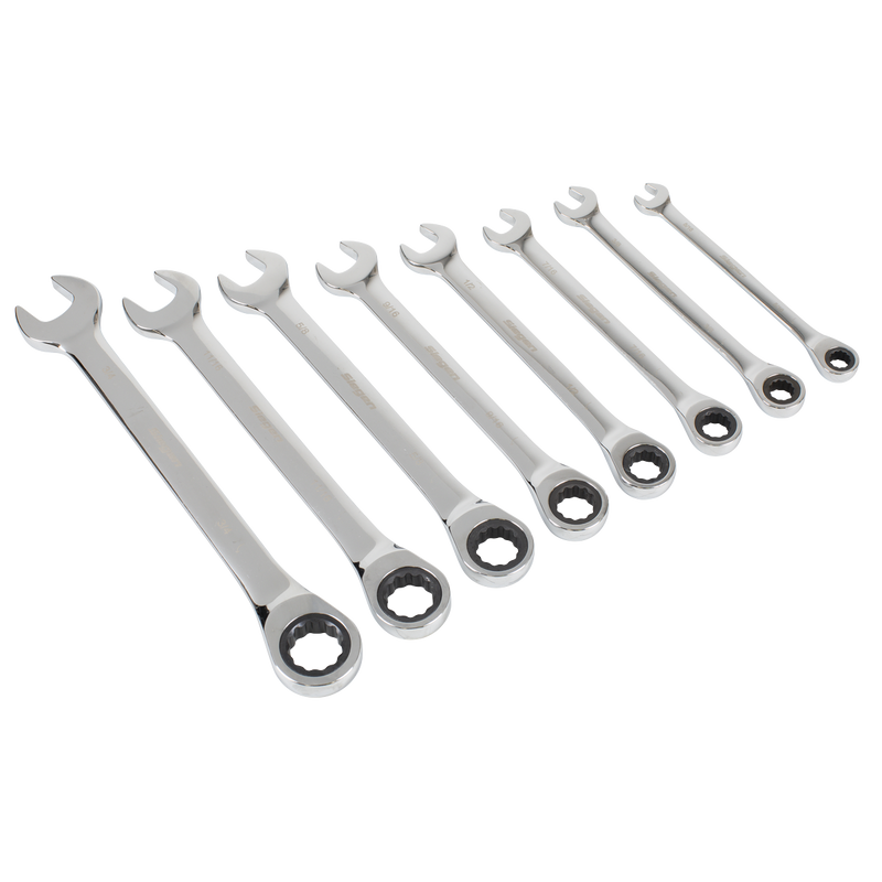 Sealey Siegen Combination Ratchet Spanner Set 8 Piece 5/16"-3/4"