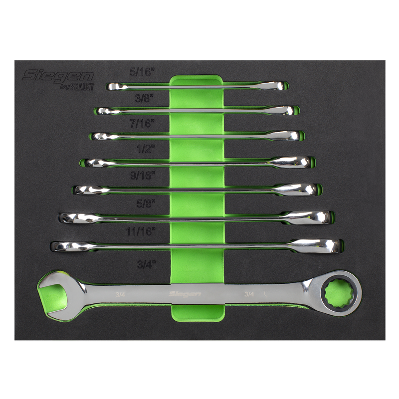 Sealey Siegen Combination Ratchet Spanner Set 8 Piece 5/16"-3/4"