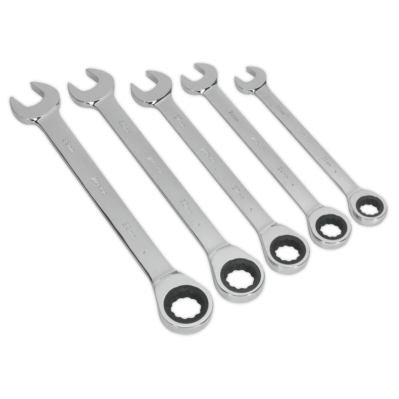 Sealey Siegen Combination Ratchet Spanner Set 5 Piece 22-32mm