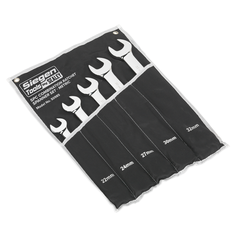 Sealey Siegen Combination Ratchet Spanner Set 5 Piece 22-32mm
