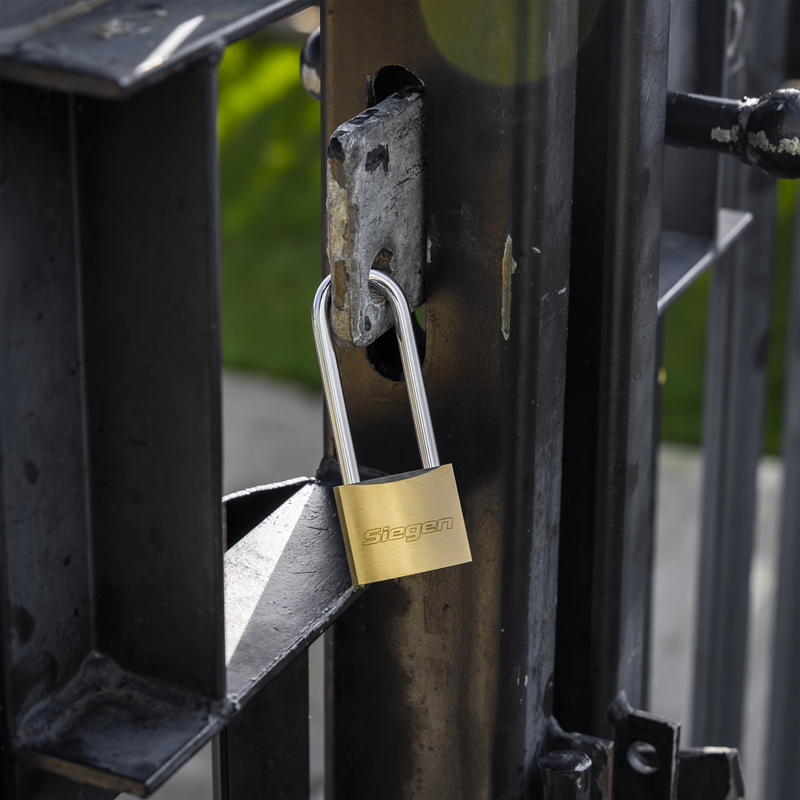 Sealey Siegen Brass Body Padlock 40mm with Long Shackle and 3 Keys