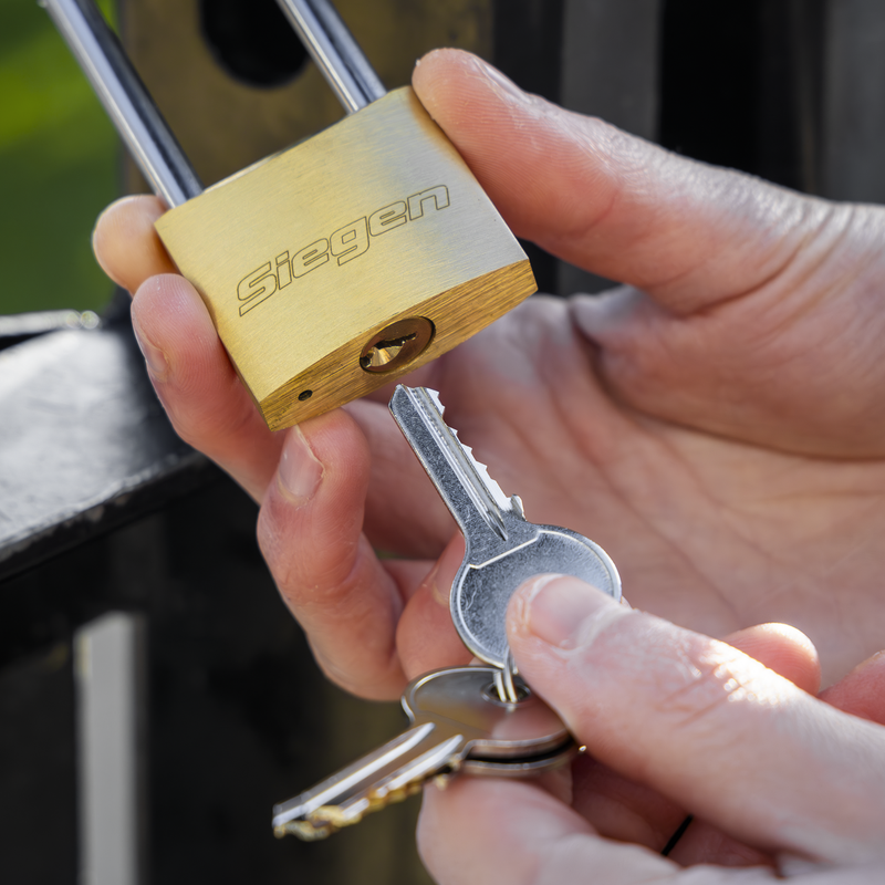 Sealey Siegen Brass Body Padlock 40mm with Long Shackle and 3 Keys