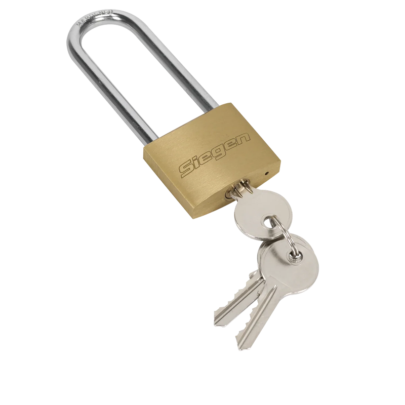 Sealey Siegen Brass Body Padlock 40mm with Long Shackle and 3 Keys