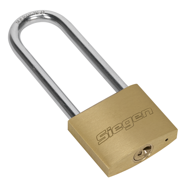 Sealey Siegen Brass Body Padlock 40mm with Long Shackle and 3 Keys