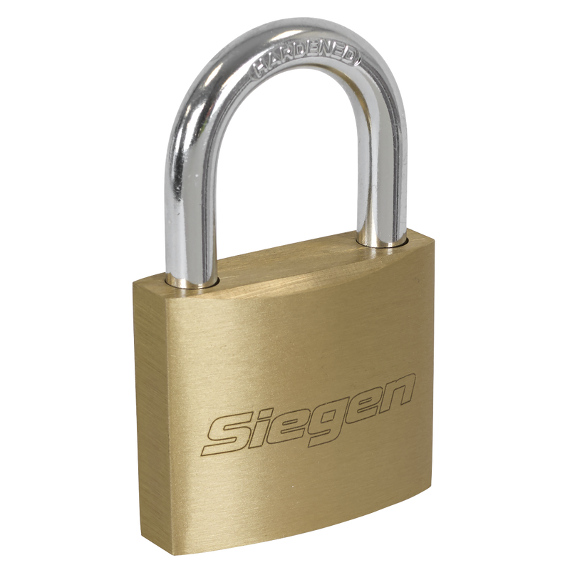 Sealey Siegen Brass Body Padlock S0992 - Pack of 4 with 12 Keys