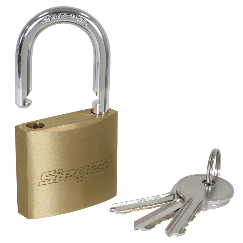 Sealey Siegen Brass Body Padlock S0992 - Pack of 4 with 12 Keys