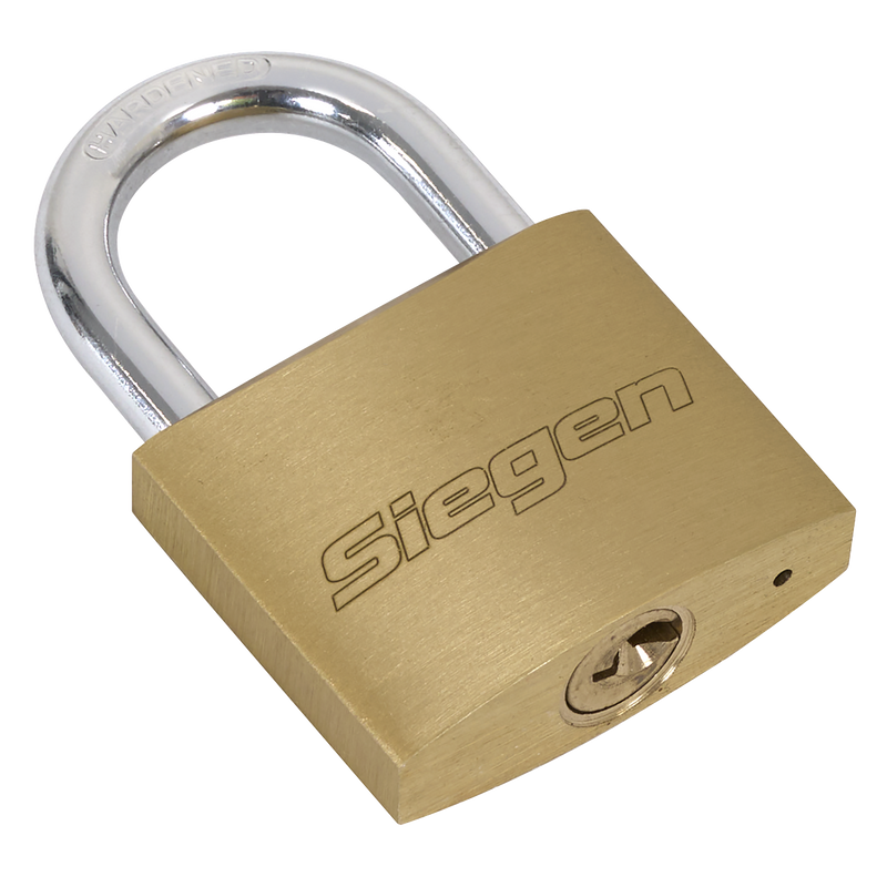 Sealey Siegen Brass Body Padlock S0992 - Pack of 4 with 12 Keys