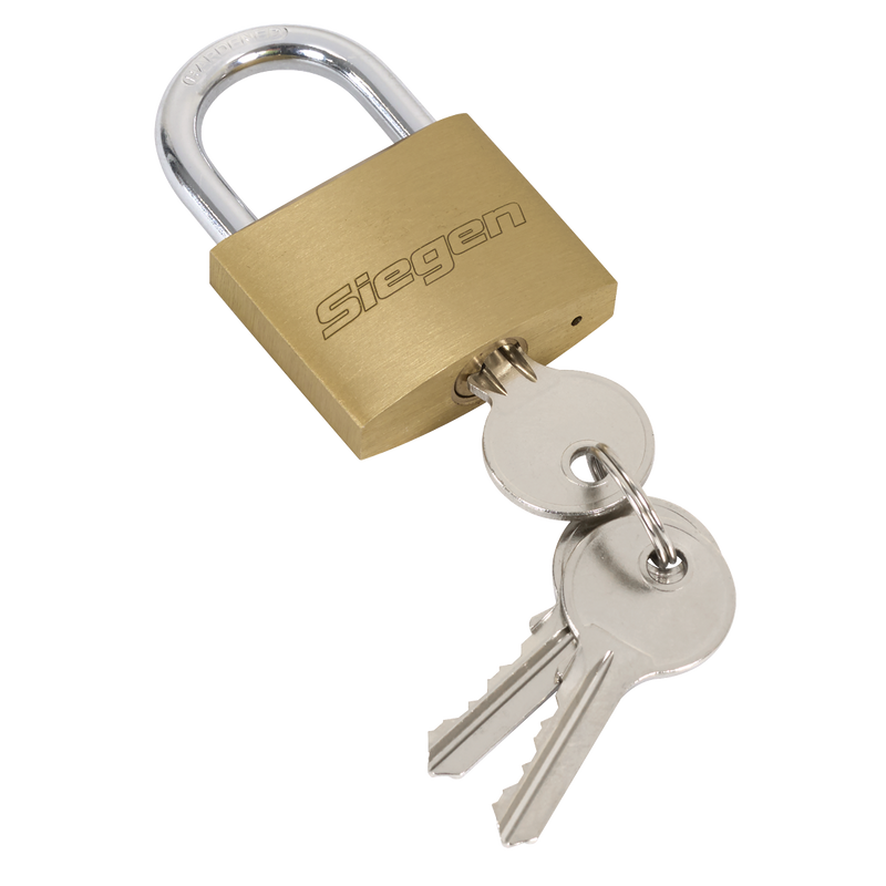 Sealey Siegen Brass Body Padlock S0992 - Pack of 4 with 12 Keys