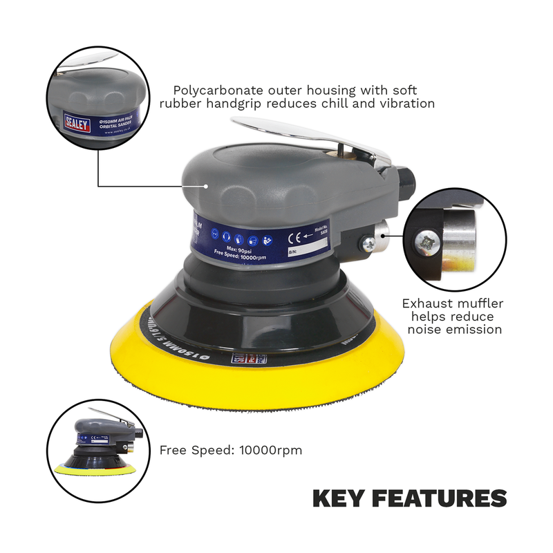 Sealey Air Palm Orbital Sander 150mm 10000rpm