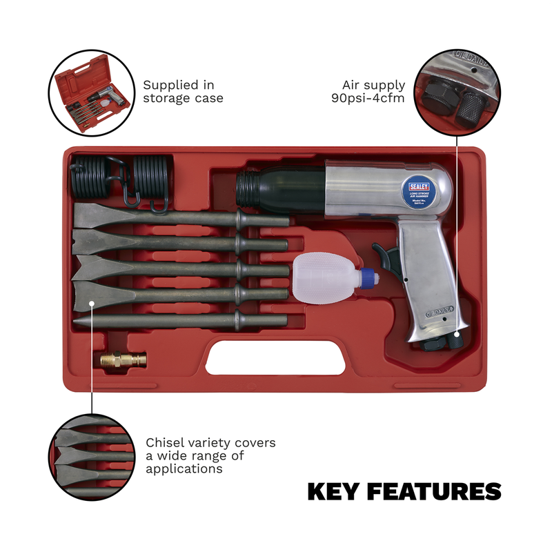 Sealey Air Hammer Kit Long Stroke 4cfm 90psi