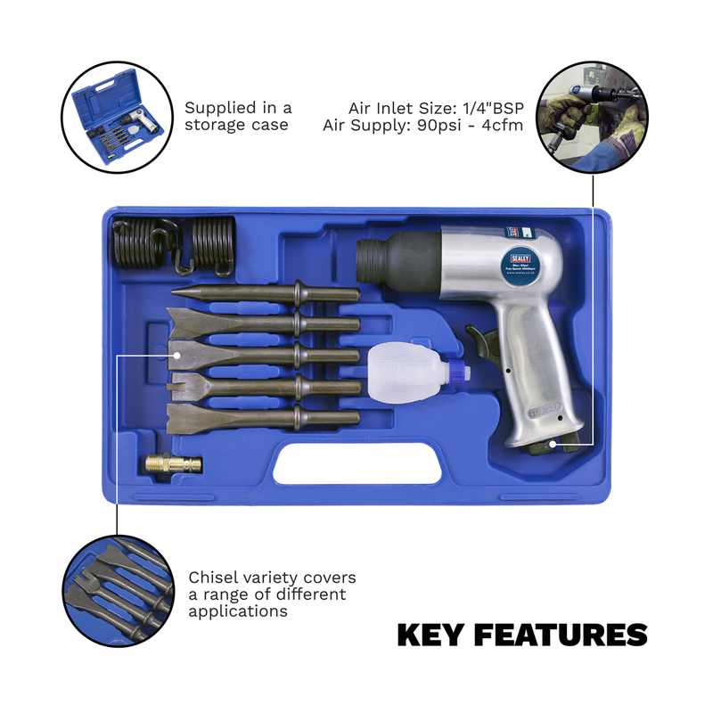 Sealey Air Hammer Kit Medium Stroke 32mm 4500bpm