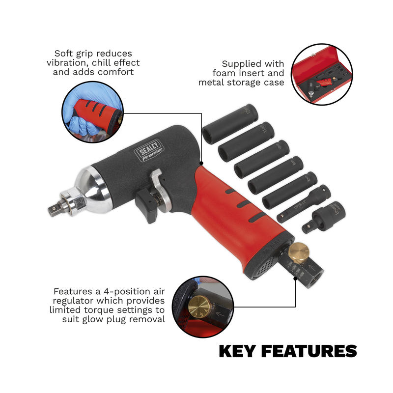 Sealey Premier Air Impact Wrench SA141 1/4" Drive 10-40Nm Torque