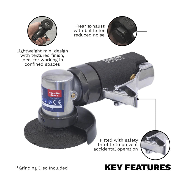Sealey Premier Mini Air Angle Grinder 58mm 15000rpm