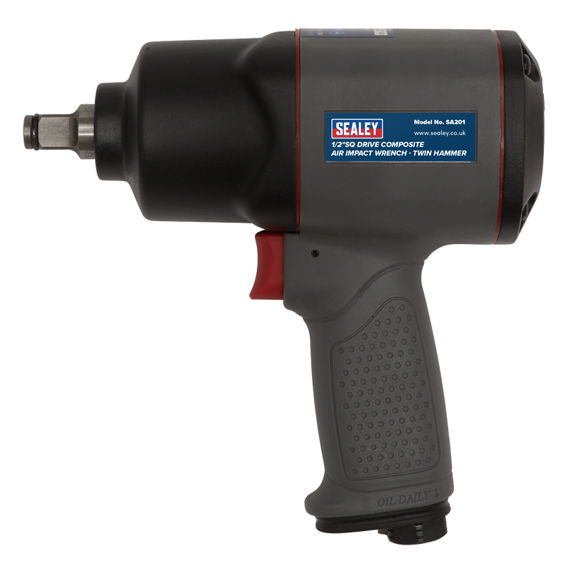 Sealey Composite Twin Hammer Air Impact Wrench 1/2" Drive 590lb.ft