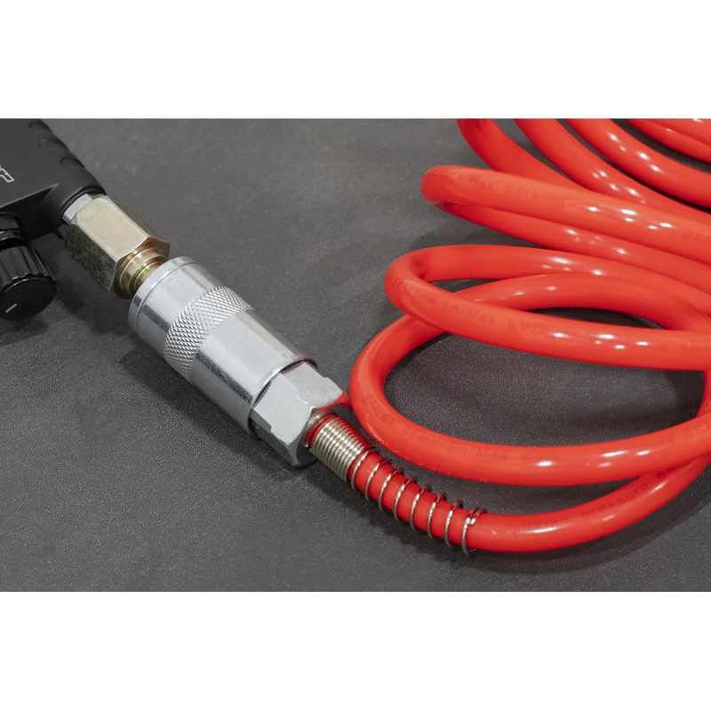 Sealey PE Coiled Air Hose 5m x 5mm with Quick Release Couplings