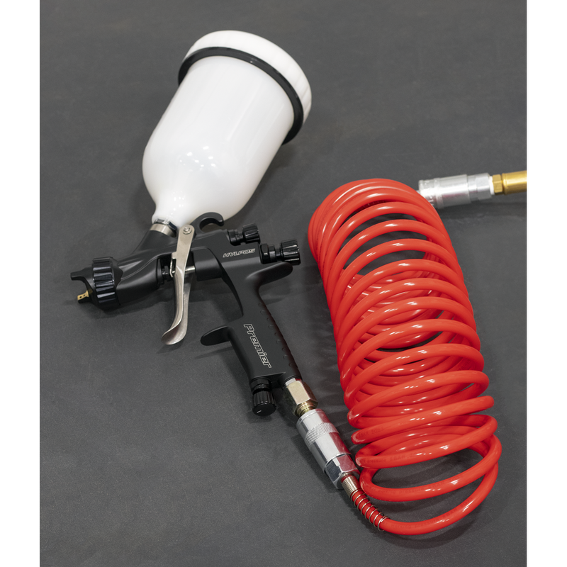 Sealey PE Coiled Air Hose 5m x 5mm with Quick Release Couplings