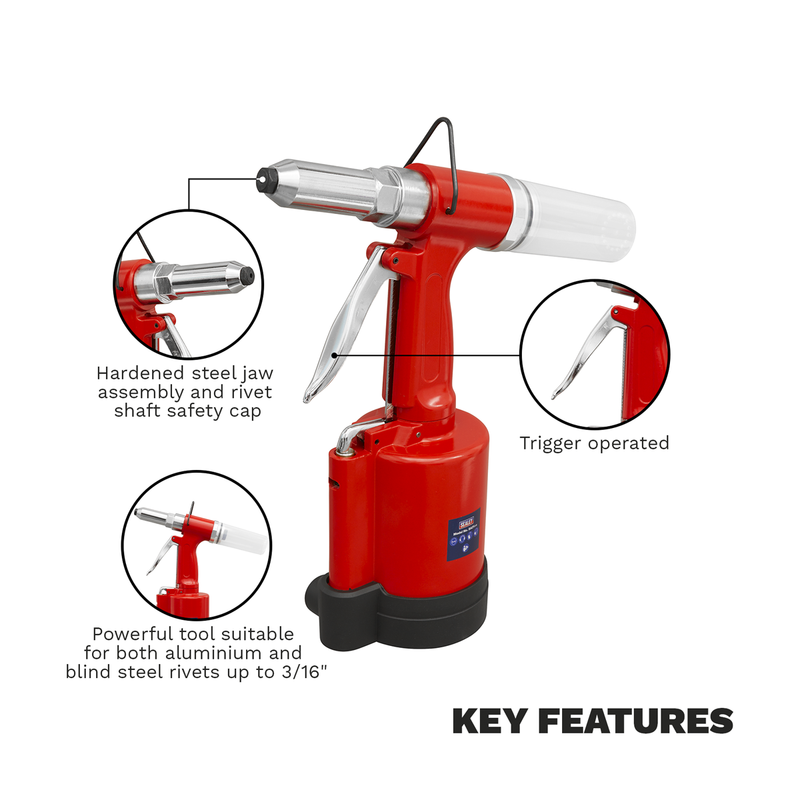 Sealey Air/Hydraulic Riveter SA31 1.3kg with 4 Nozzles