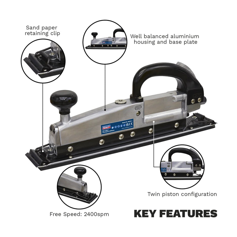 Sealey Twin Piston In-line Air Sander 400x70mm 8cfm