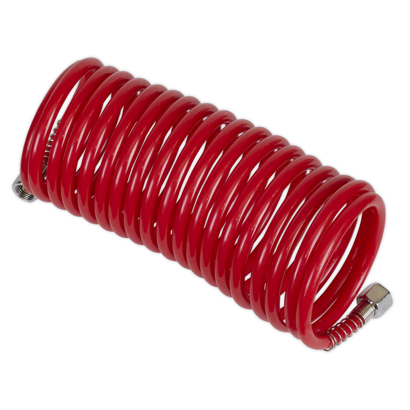 Sealey PE Coiled Air Hose 5m x 5mm with 1/4" BSP Unions