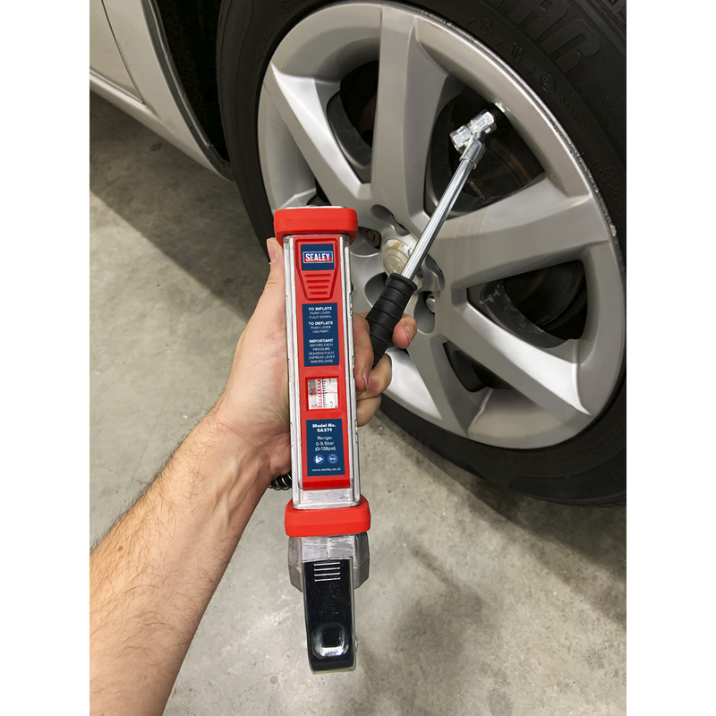 Sealey Tyre Inflator SA371 0-9.5bar with 0.5m Hose