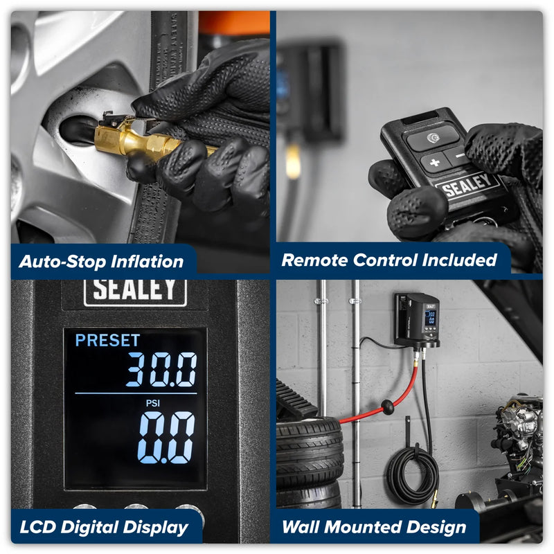 Sealey Wall Mounting Tyre Inflator SA450 174psi Digital