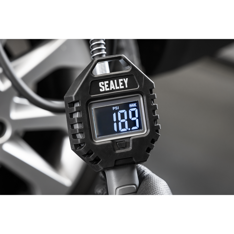 Sealey Rechargeable Tyre Inflator SA500 15bar with Clip-On Connector