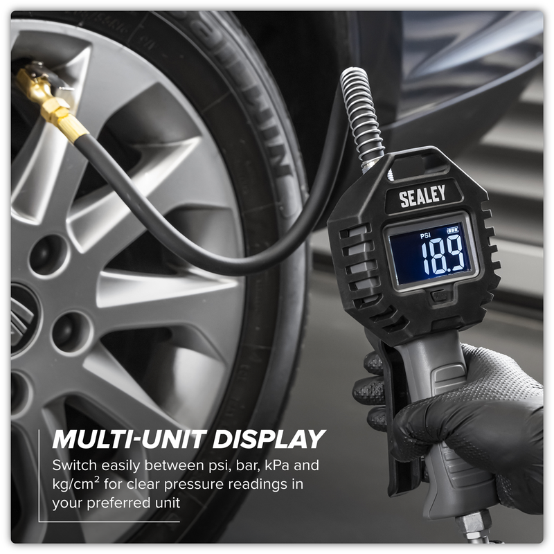 Sealey Rechargeable Tyre Inflator SA500 15bar with Clip-On Connector