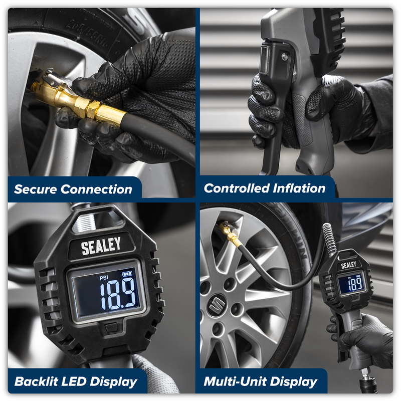 Sealey Rechargeable Tyre Inflator SA500 15bar with Clip-On Connector