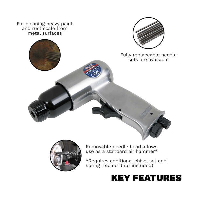 Sealey Pistol Type Air Needle Scaler Model SA501 4500bpm