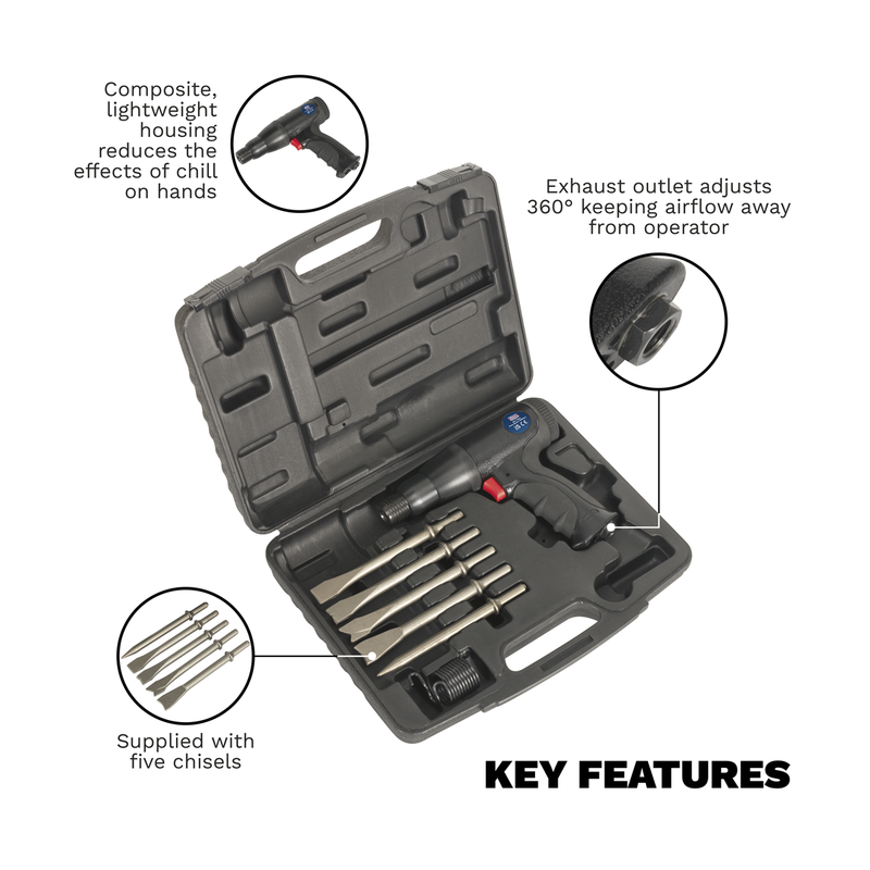 Sealey Premier Air Hammer Kit SA614 3000bpm 70mm Stroke