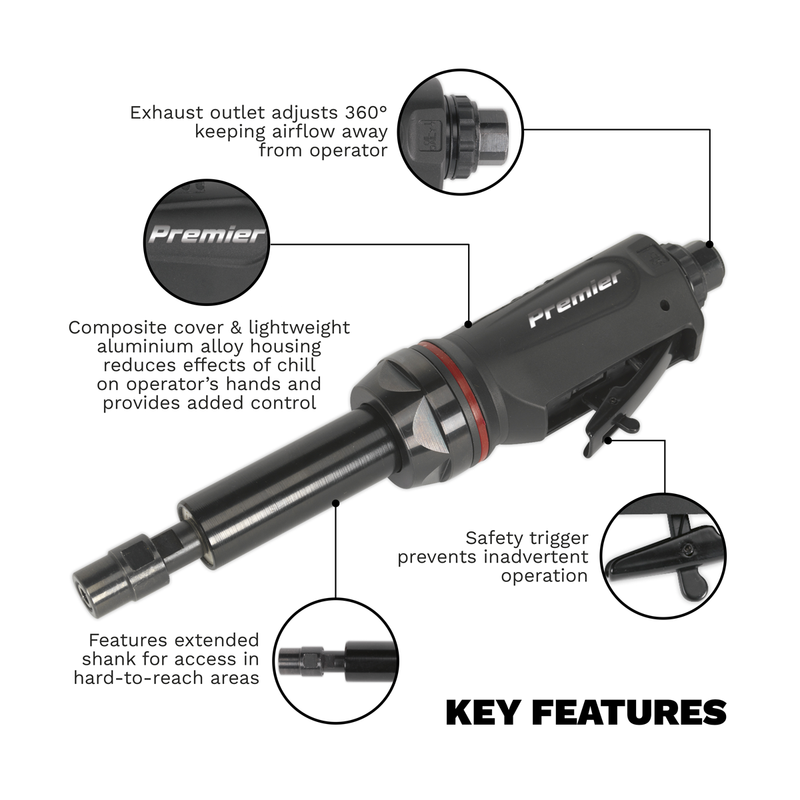 Sealey Premier Die Grinder Long Reach SA656 260mm 22000rpm