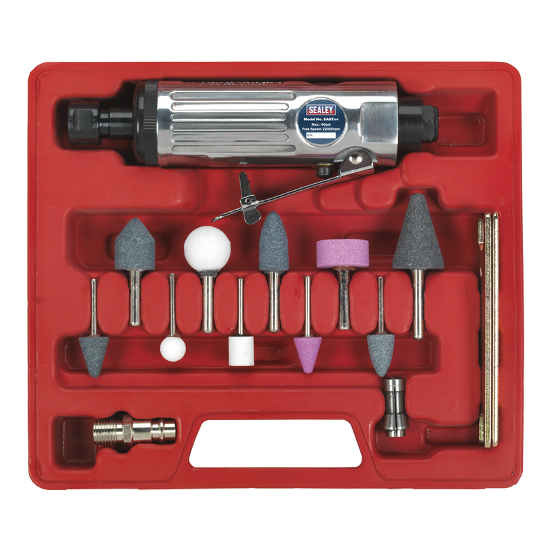Sealey Air Die Grinder Kit SA67 16 Piece with 22000rpm Speed