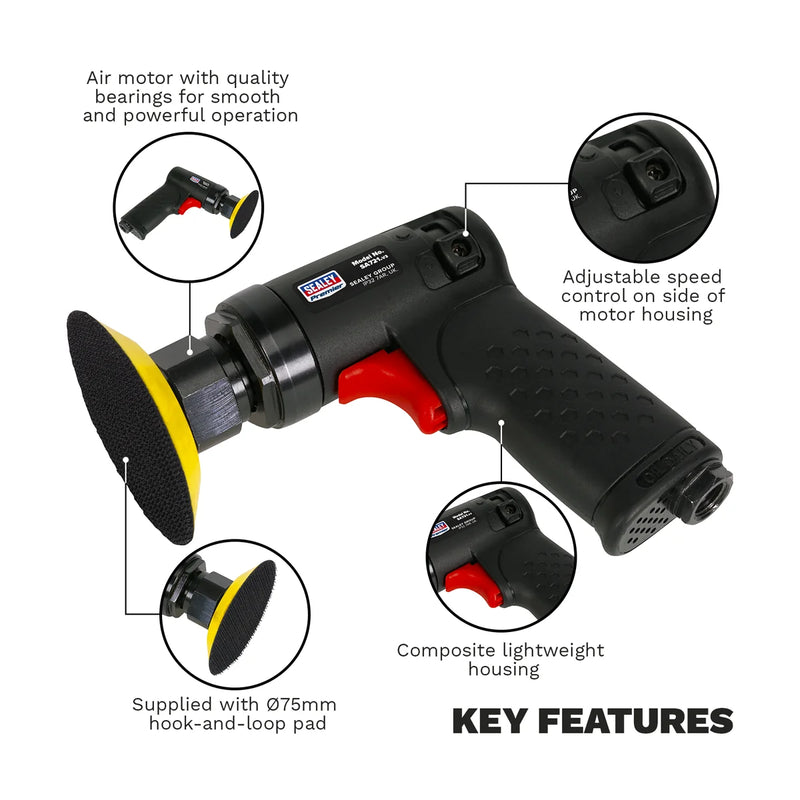 Sealey Premier Mini Air Orbital Sander SA721 75mm Pad Size