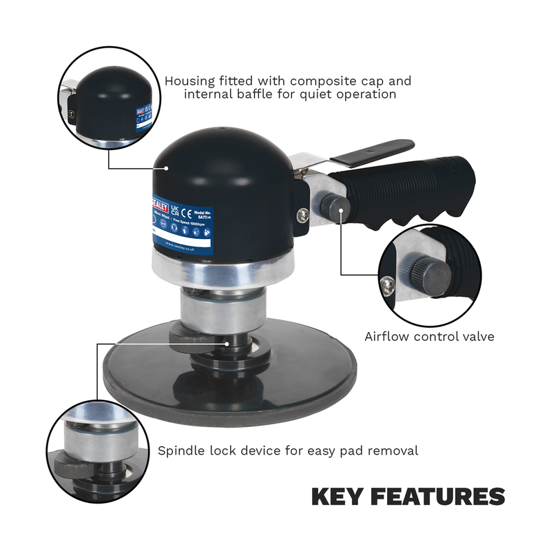 Sealey Air Random Orbital Sander 150mm 10000rpm