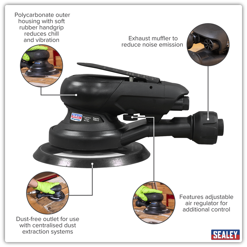 Sealey Premier Air Palm Orbital Sander Ø150mm 11000rpm