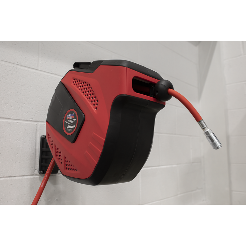 Sealey 15m Auto-Rewind Control Rubber Air Hose Reel 10mm ID