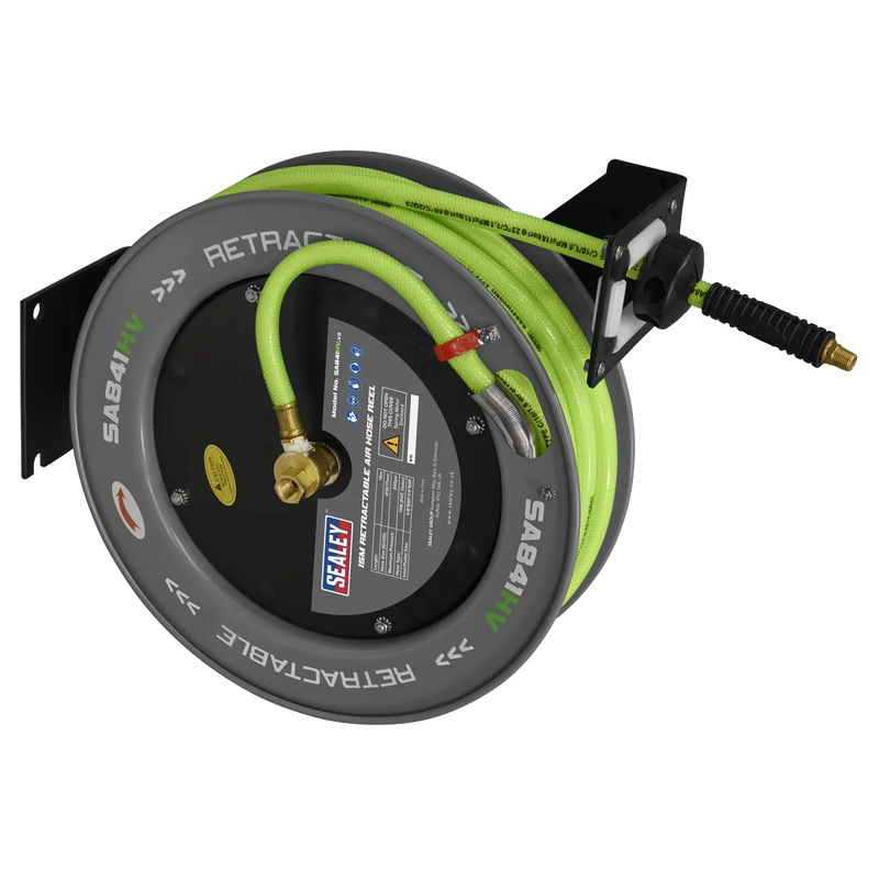 Sealey 15m Retractable High-Visibility TPR Air Hose SA841HV