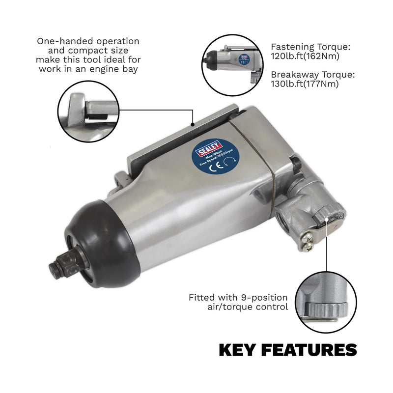 Sealey Butterfly Air Impact Wrench 3/8" Drive 120lb.ft Torque