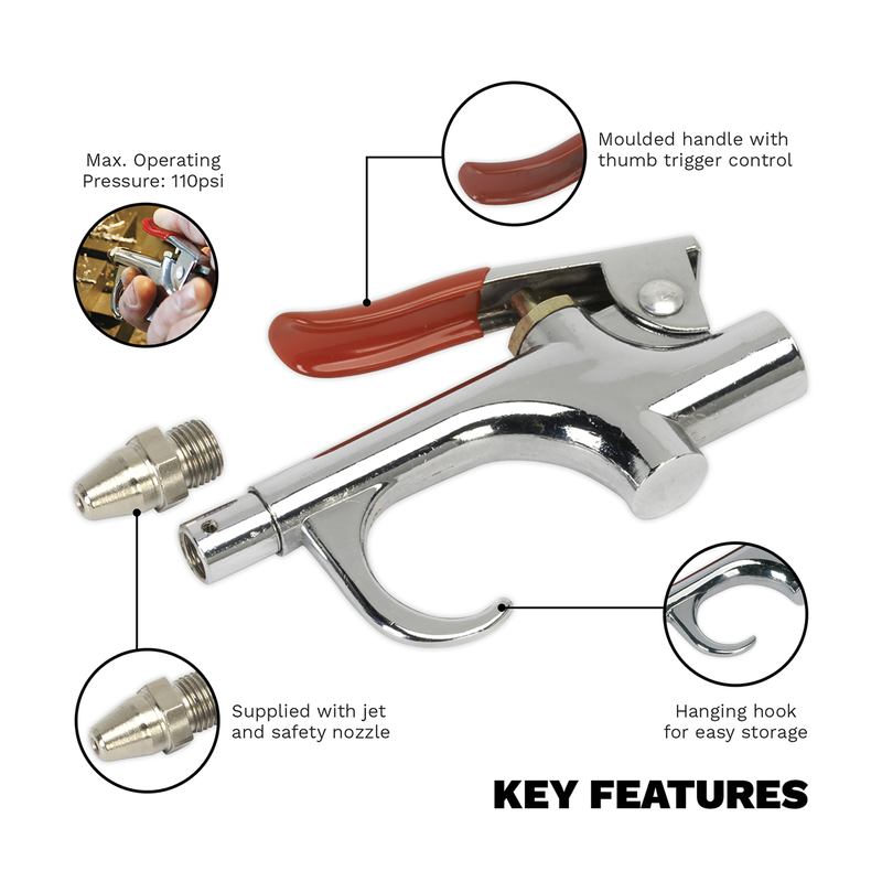 Sealey Air Blow Gun SA913 1/4" BSP Inlet