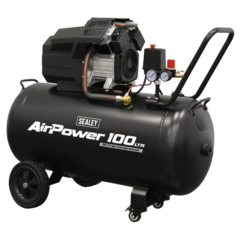 Sealey Air Compressor 100L V-Twin 3hp Oil Free