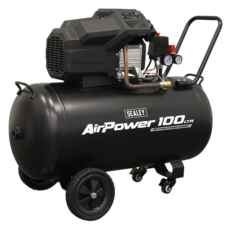 Sealey Air Compressor 100L V-Twin 3hp Oil Free