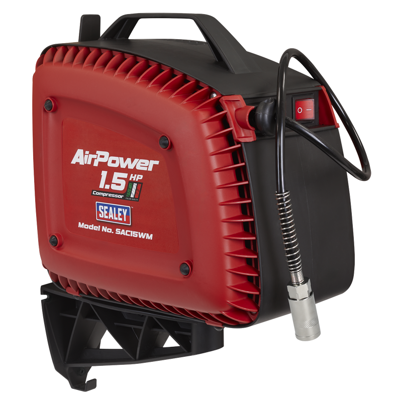 Sealey Wall Mounting Air Compressor 1.5hp with 7m Hose Reel