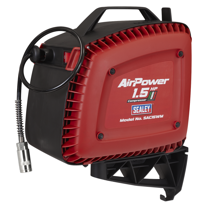 Sealey Wall Mounting Air Compressor 1.5hp with 7m Hose Reel