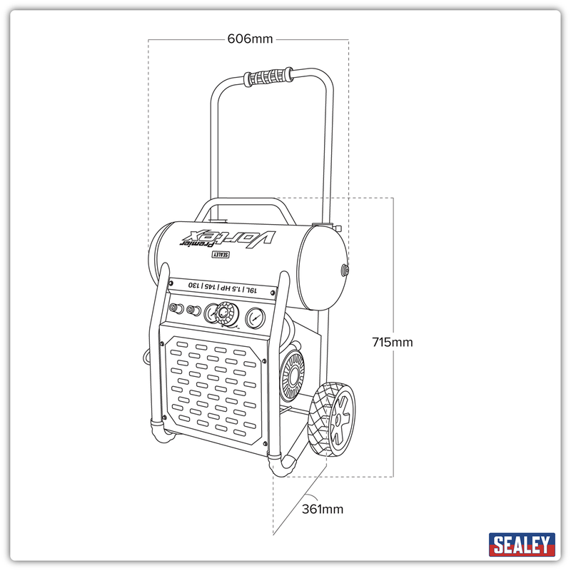 Sealey Direct Drive Air Compressor 19L 1.5hp SAC1900