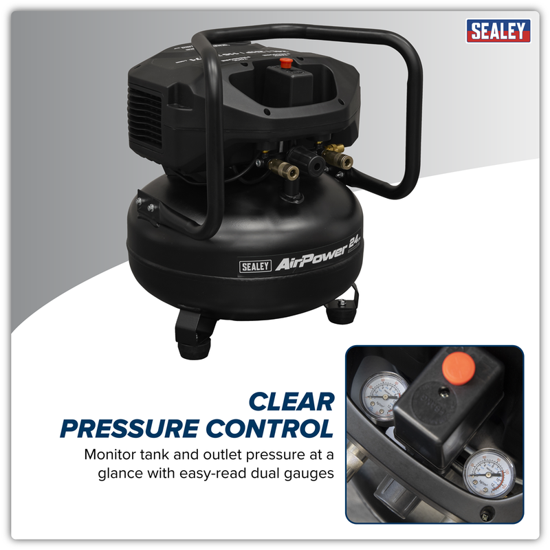 Sealey 24L Oil Free Belt Drive Compressor 2hp