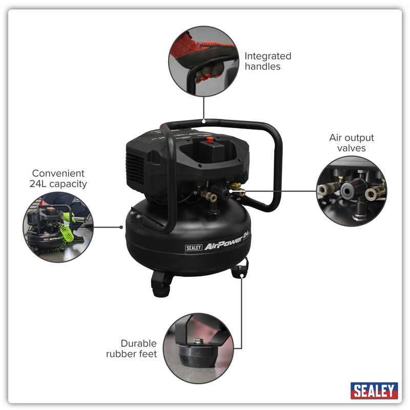 Sealey 24L Oil Free Belt Drive Compressor 2hp