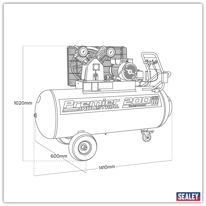 Sealey Premier 200L Belt Drive Air Compressor SAC3203B 3hp
