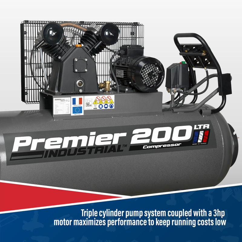 Sealey Premier 200L Belt Drive Air Compressor SAC3203B 3hp
